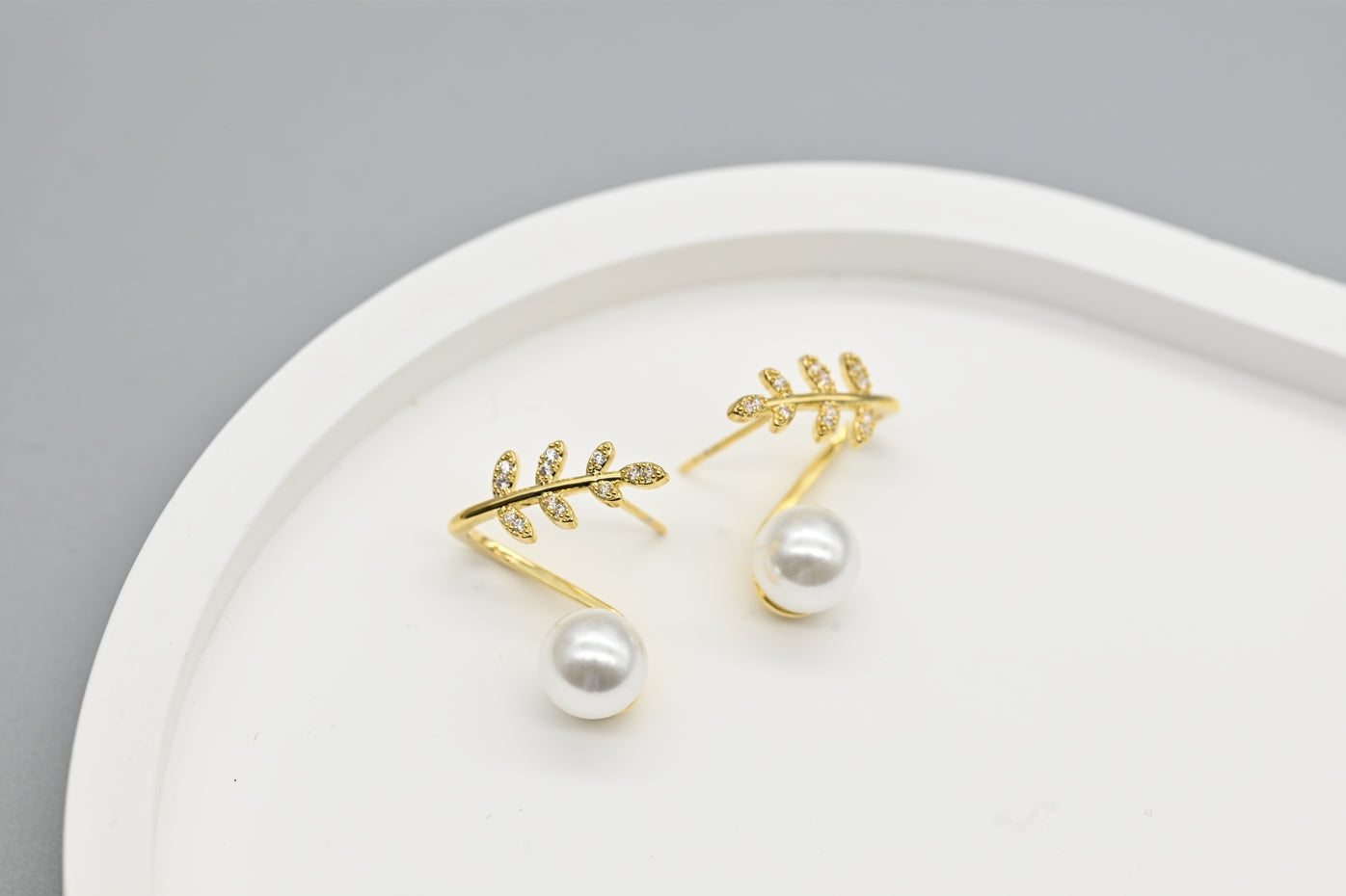 Leaf Pearl Drop Earrings