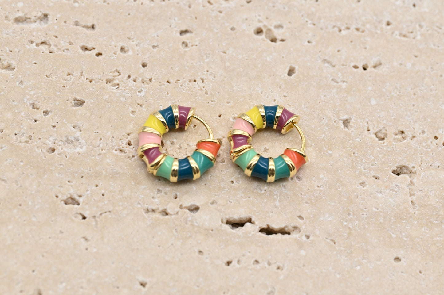 Multicolored Enamel Hoop Earrings