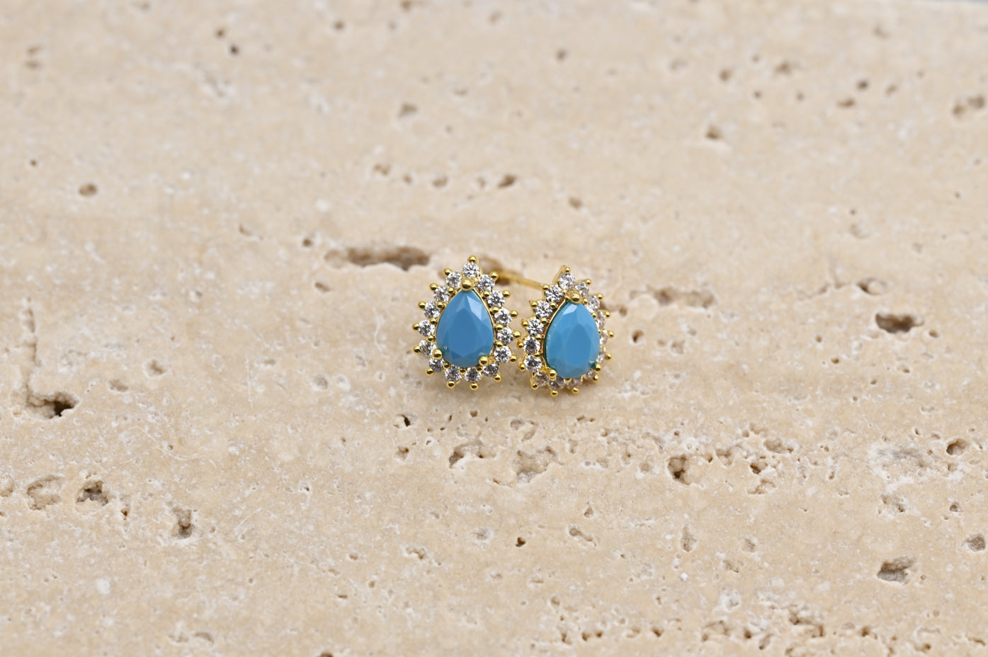 Elegant Gold-Plated Teardrop Turquoise Earrings