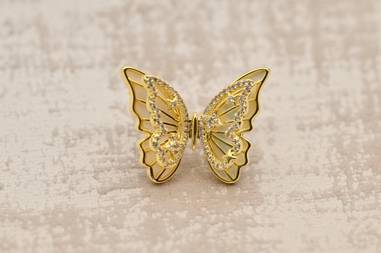 Elegant Butterfly Brooch with Crystal Accents