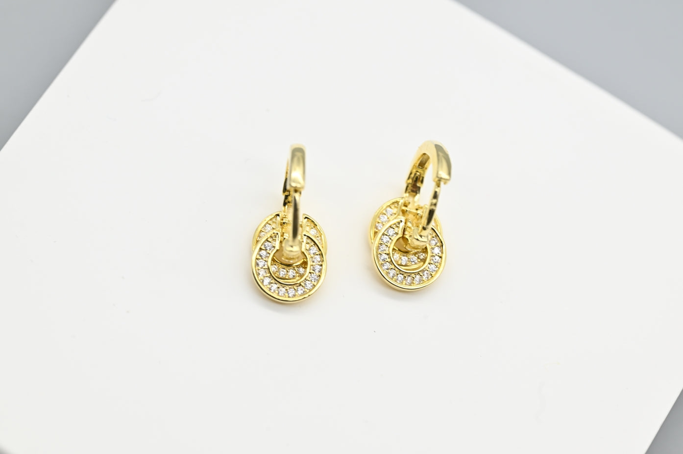 Gold Circular Drop Earrings