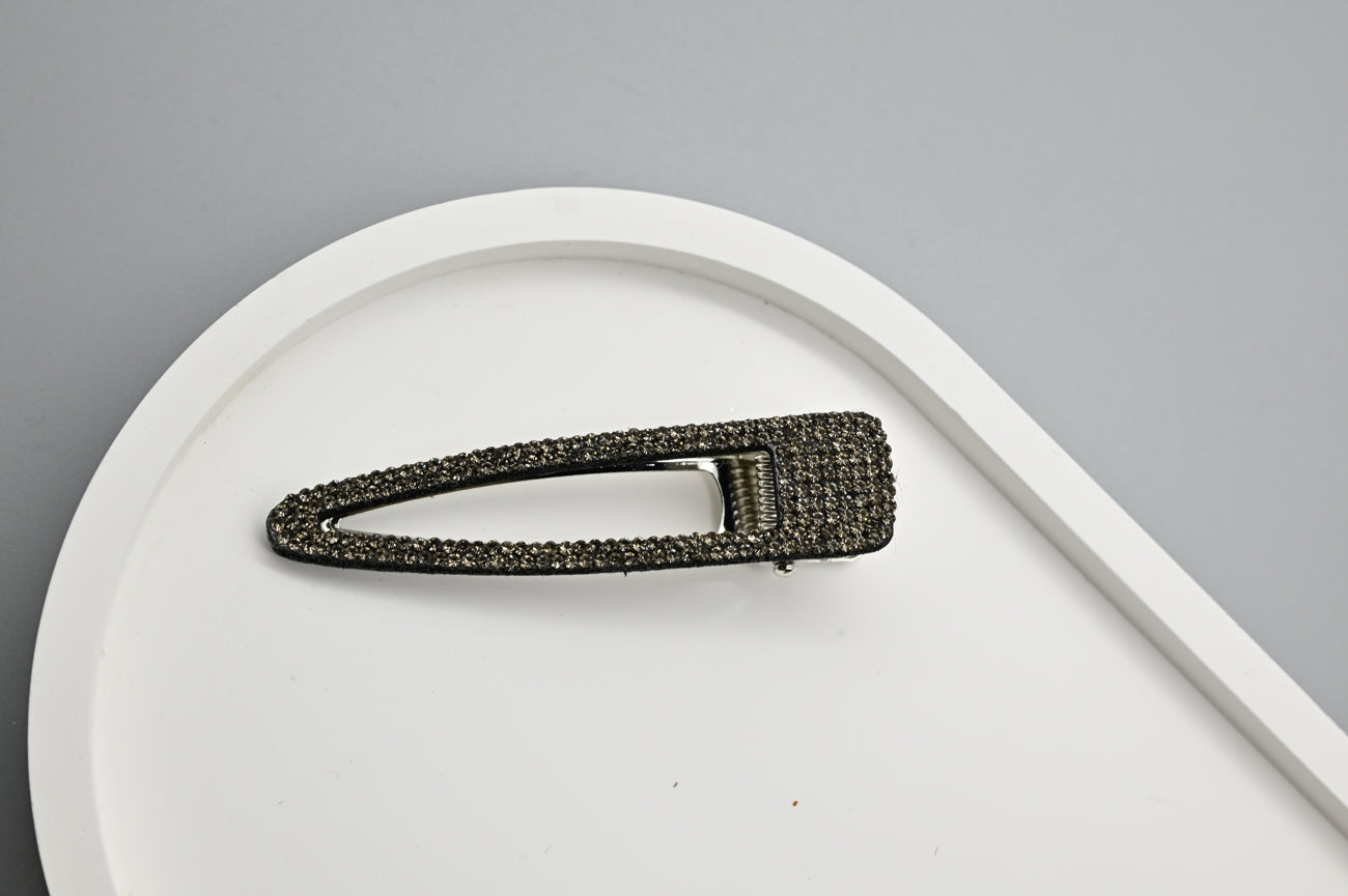 Black and Silver Rhinestone Hair Clips