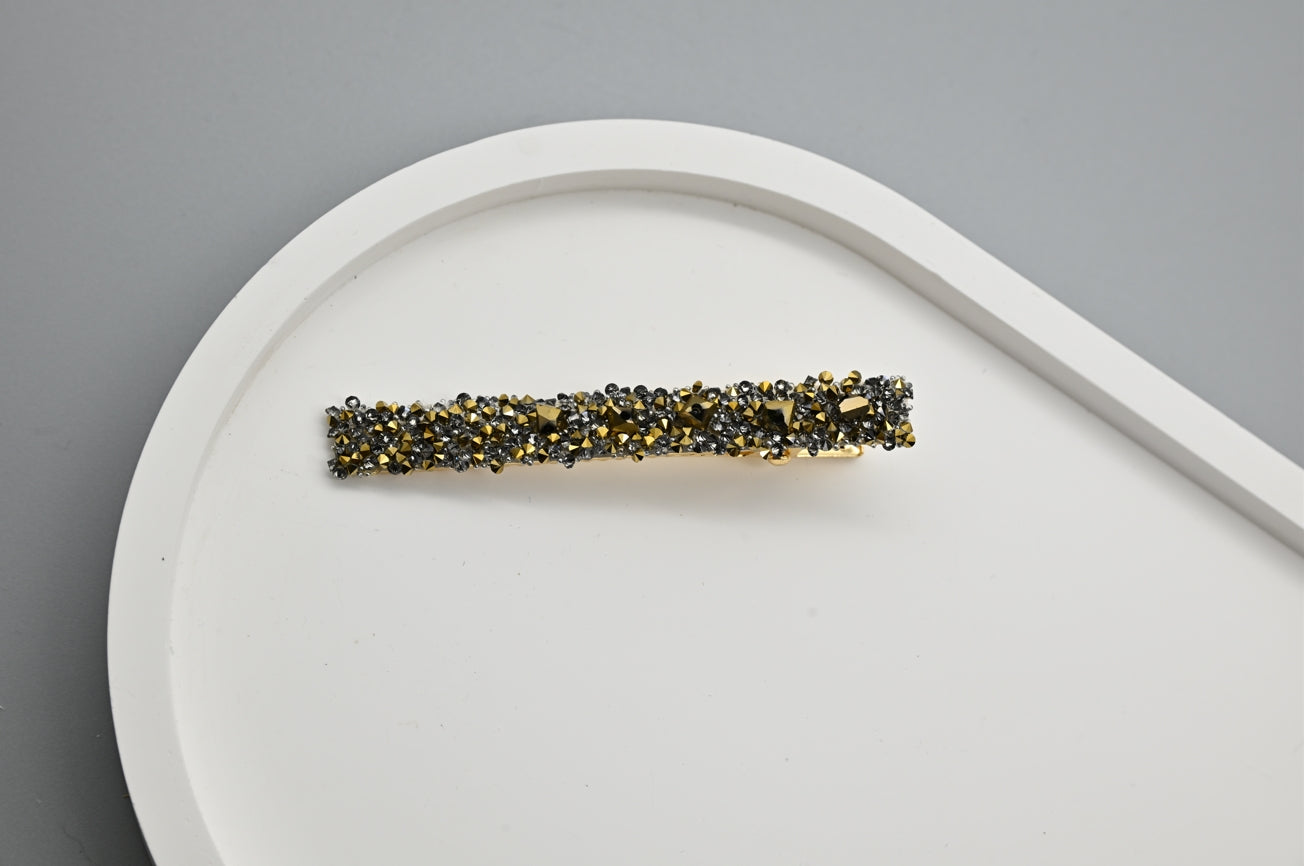 Gold and Black Beaded Hair Clips