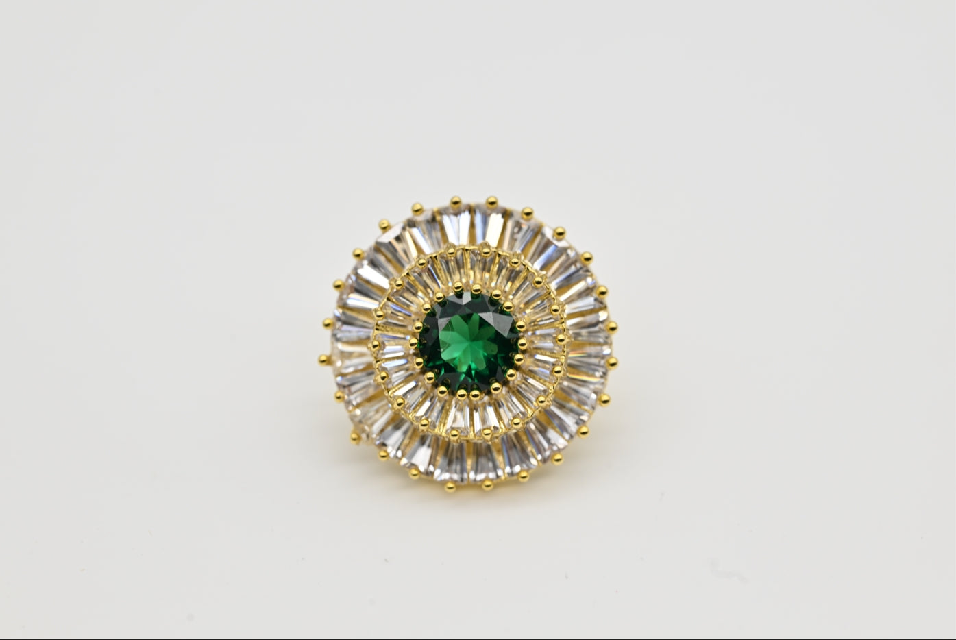 Emerald Halo Cubic Zirconia Stud Earrings