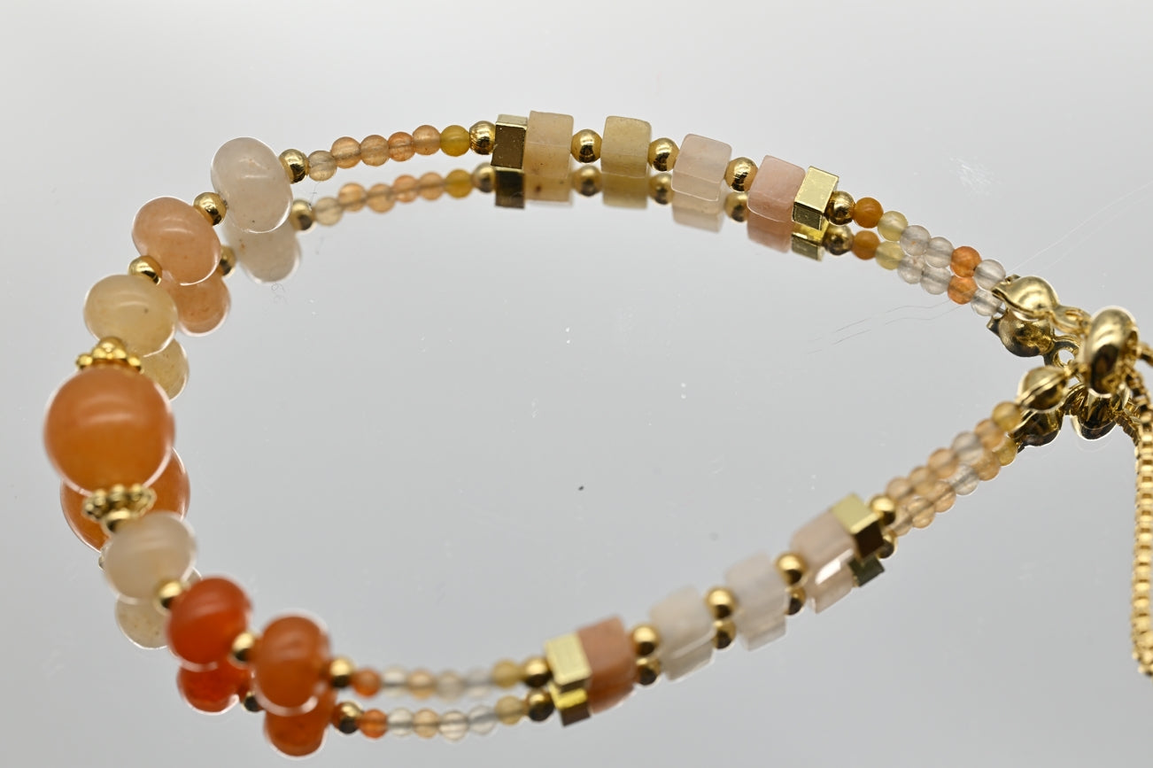 Orange and Gold Beaded Bracelet