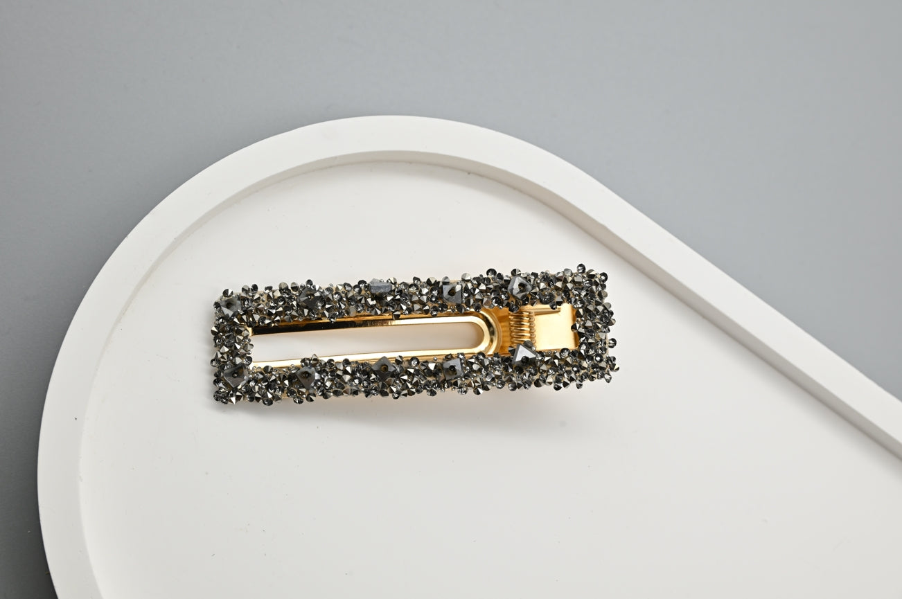 Gold and Gunmetal Rhinestone Hair Clips