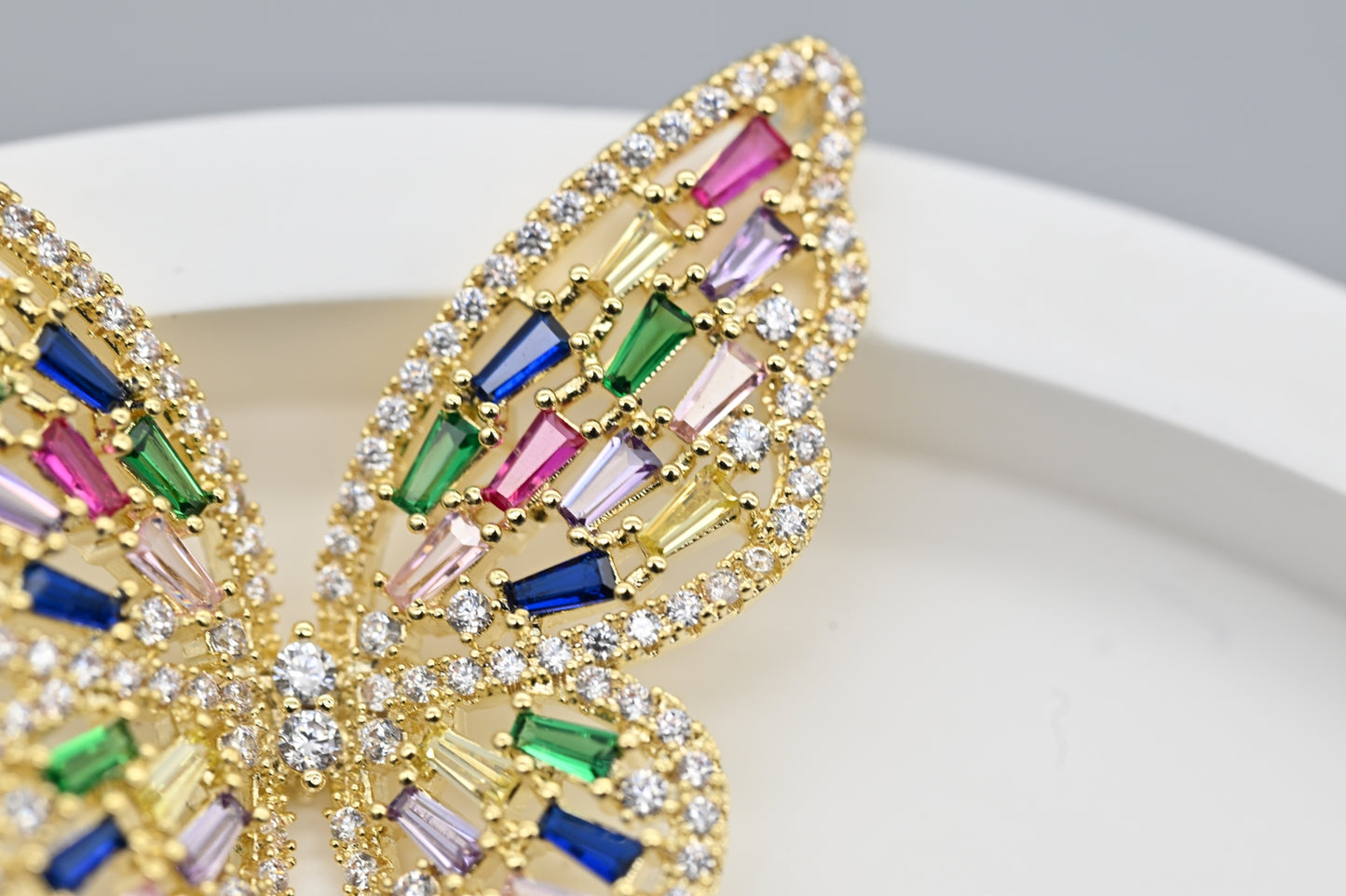 Multicolored Crystal Butterfly Earrings