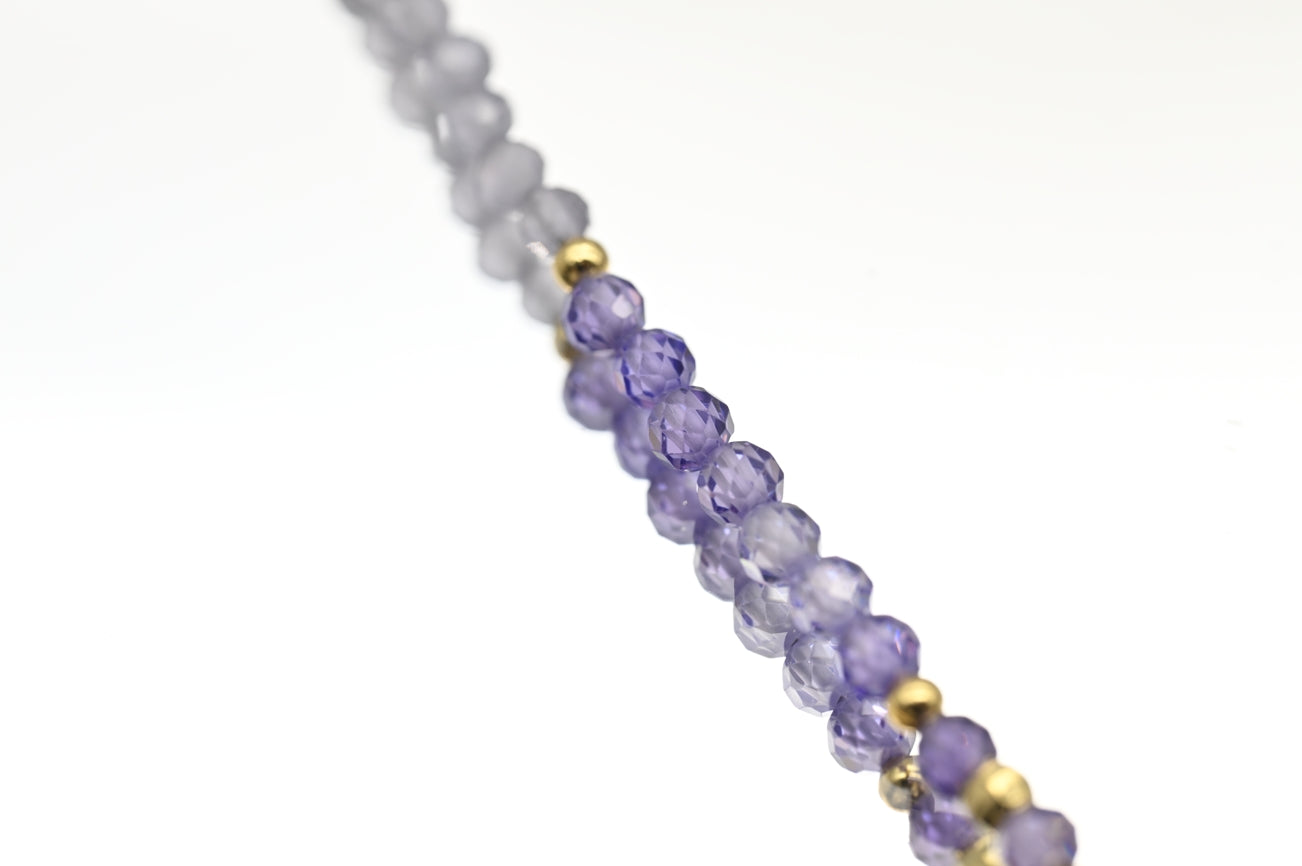Amethyst and Grey Bead Necklace with Gold Accents