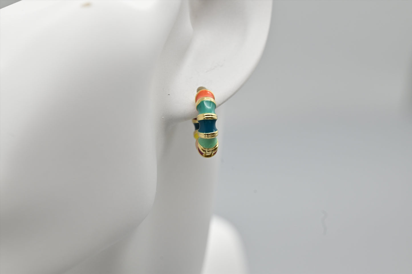 Multicolored Enamel Hoop Earrings