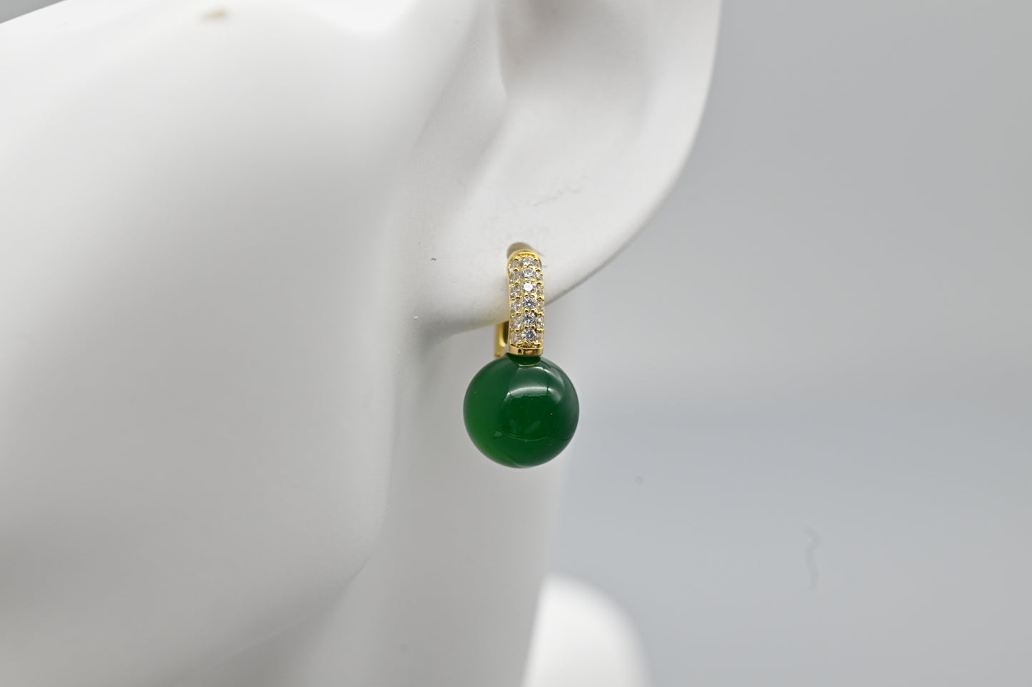 Green Gemstone Drop Earrings with Pave Crystal Accents