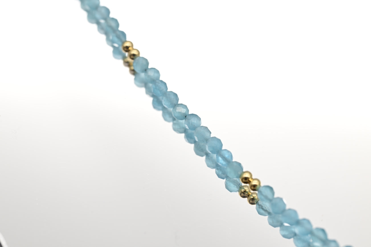 Aquamarine Beaded Necklace with Heart Charm
