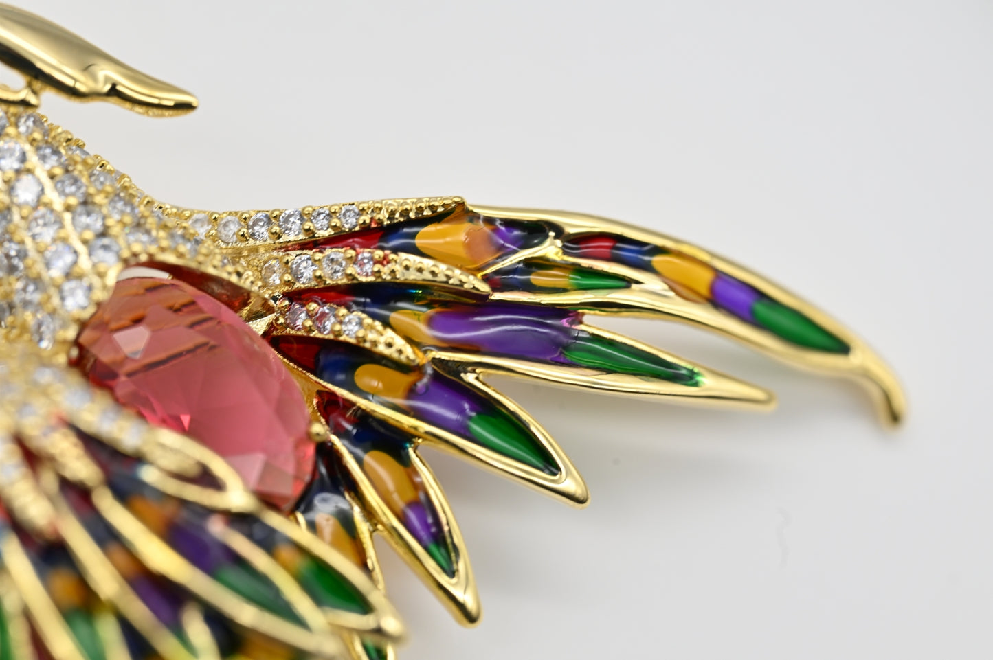 Multicolored Phoenix Brooch with Crystal Accents
