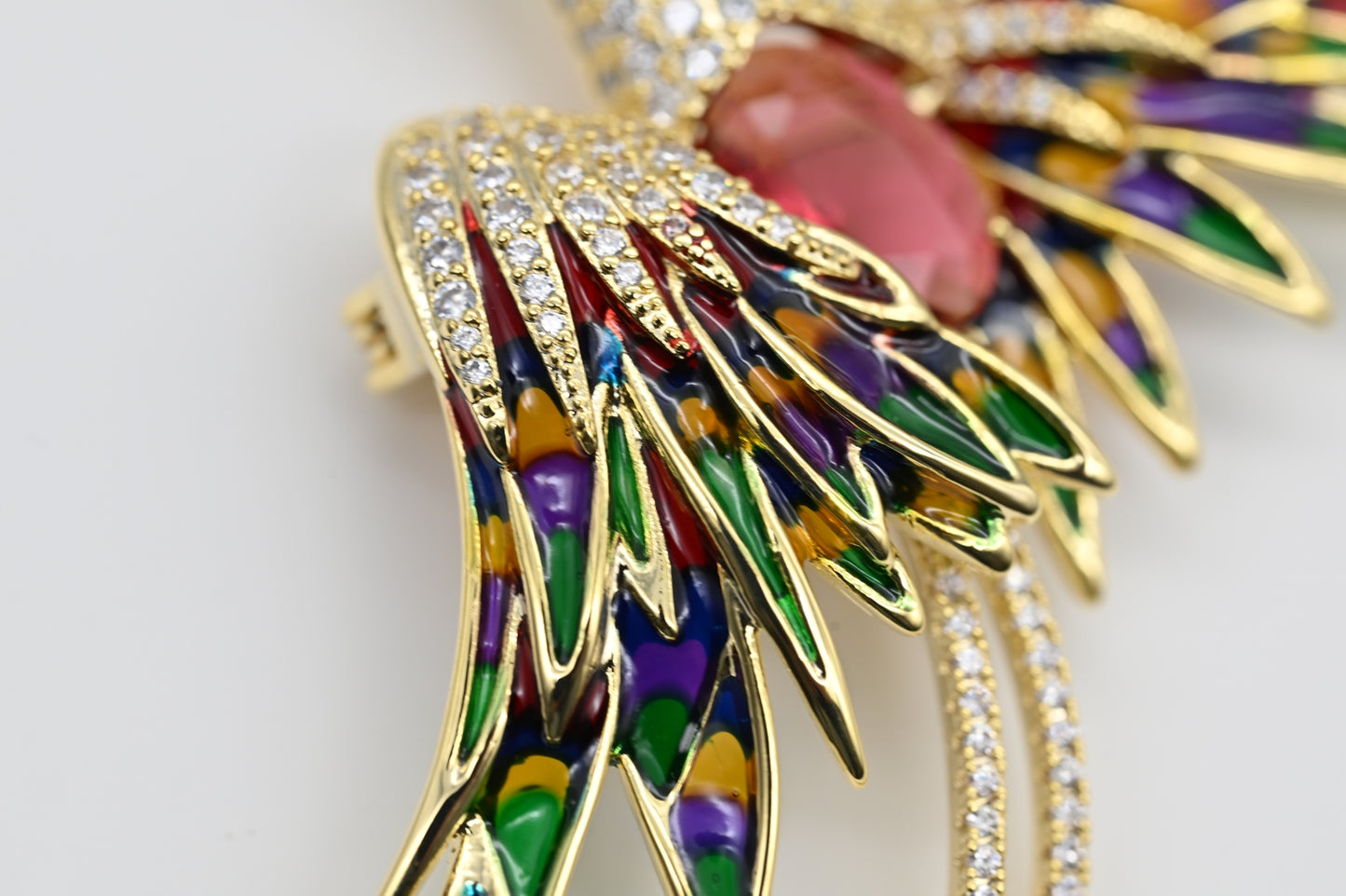Multicolored Phoenix Brooch with Crystal Accents