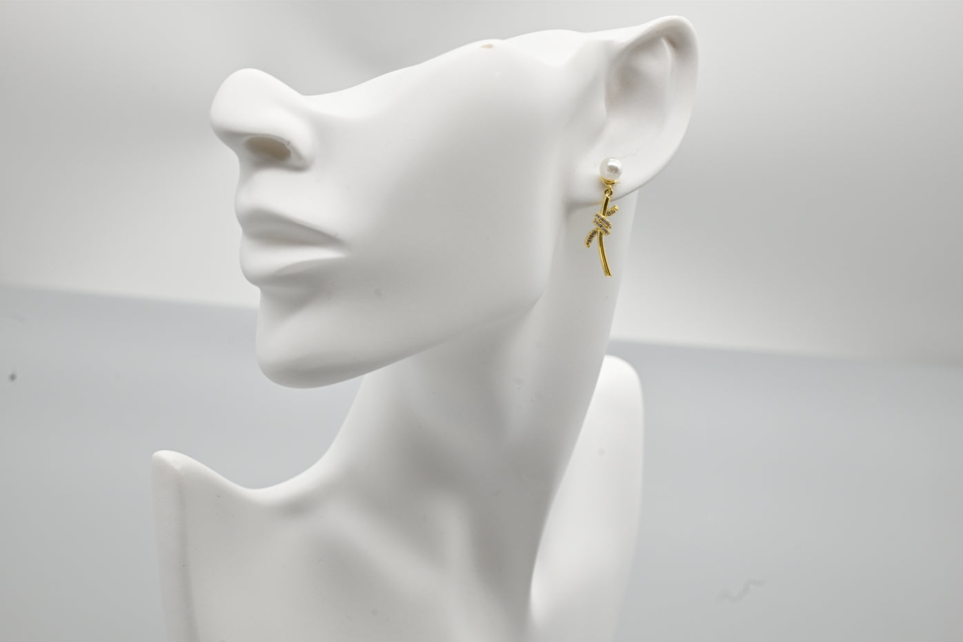 Elegant Gold-Plated Faux Pearl and Cubic Zirconia Drop Earrings