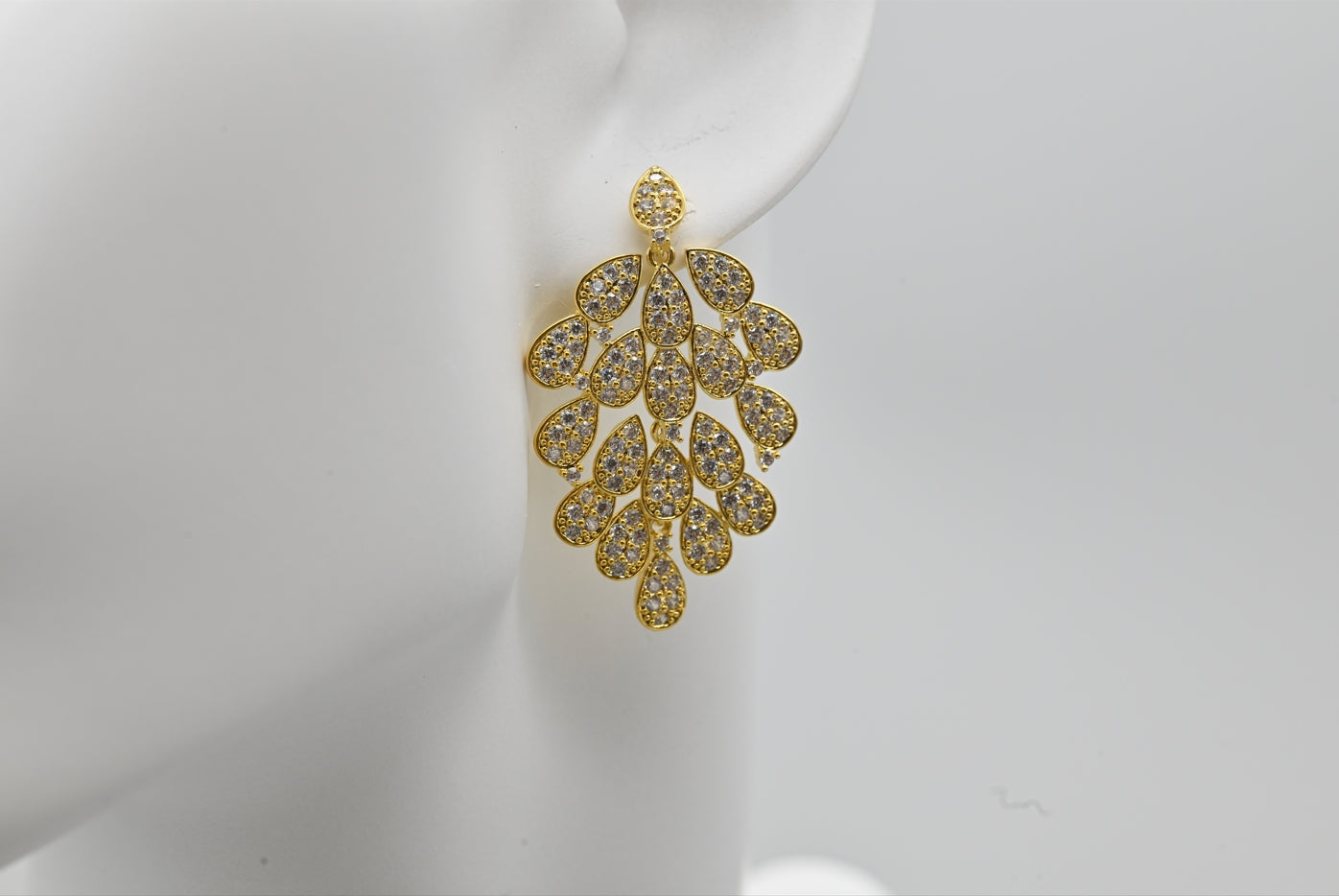 Golden Radiance Cubic Zirconia Chandelier Earrings