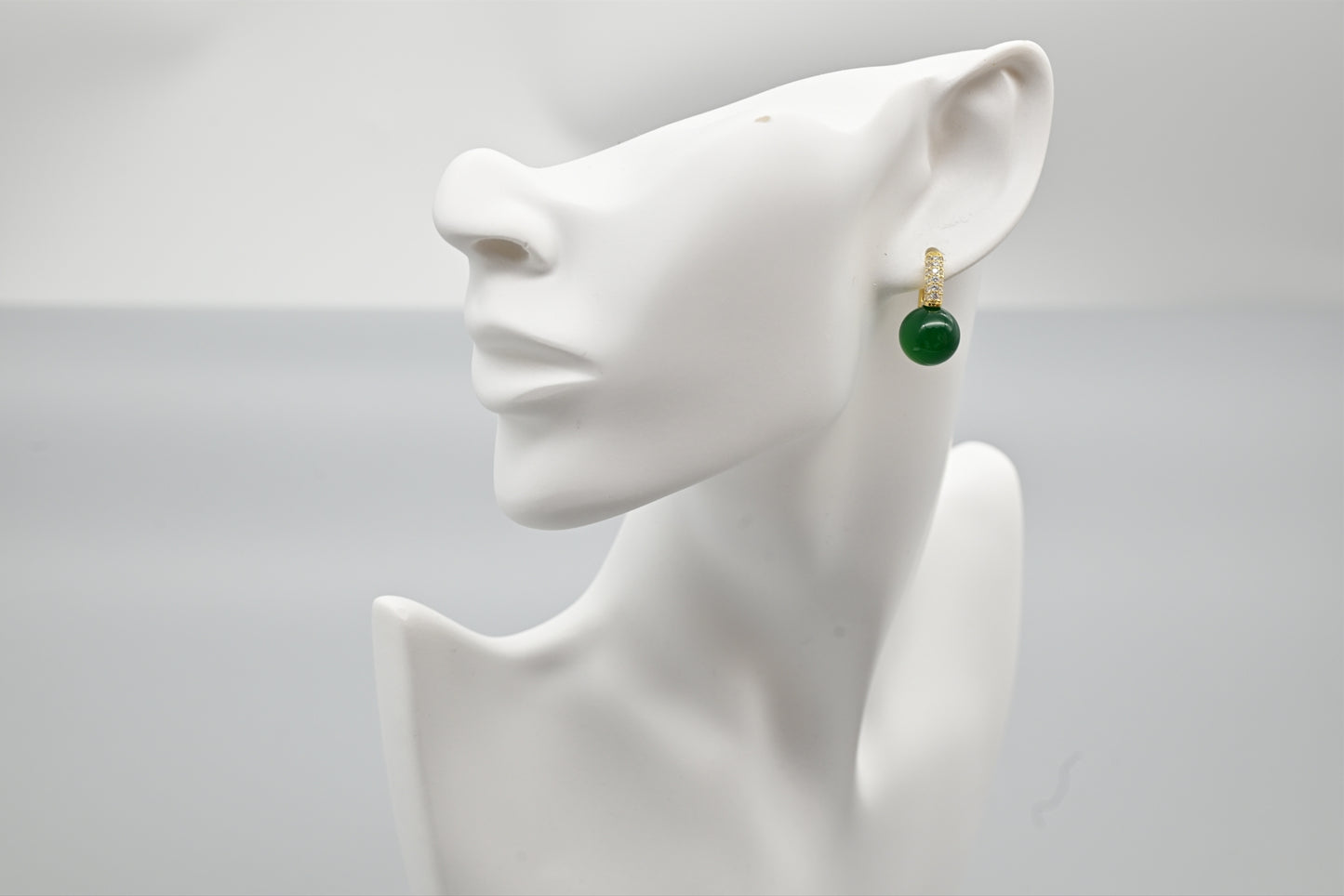 Green Gemstone Drop Earrings with Pave Crystal Accents