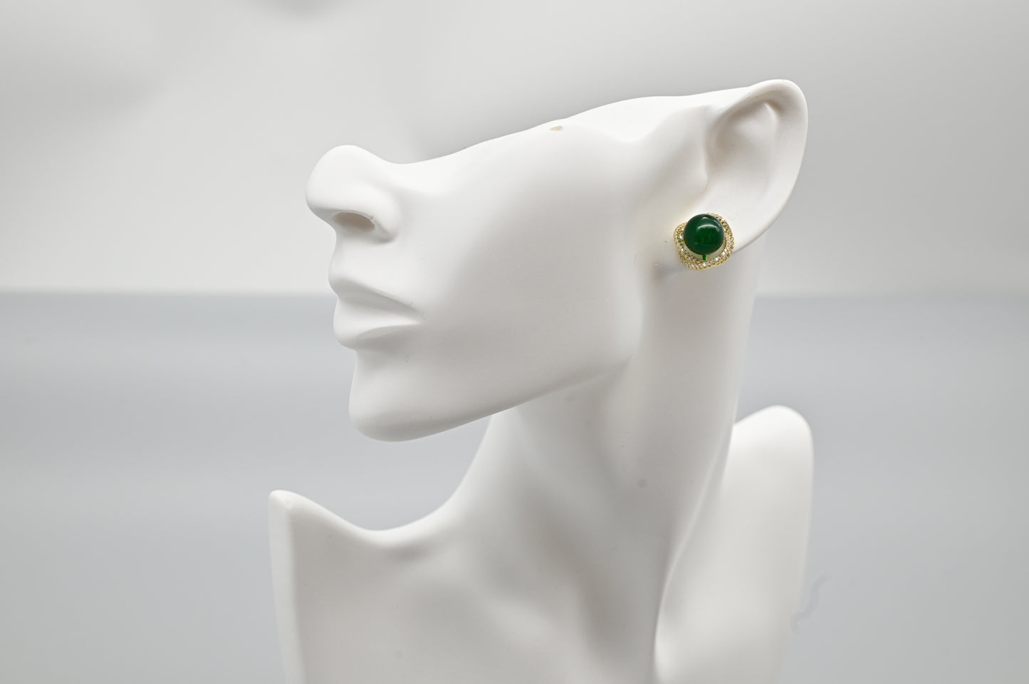 Green Gemstone and Crystal Halo Earrings