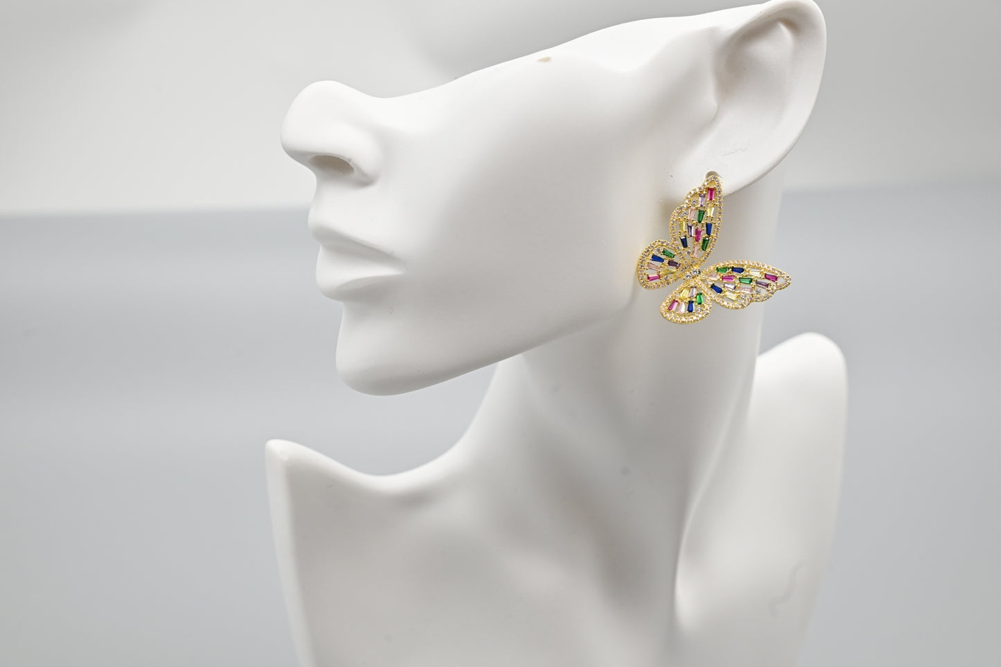 Multicolored Crystal Butterfly Earrings