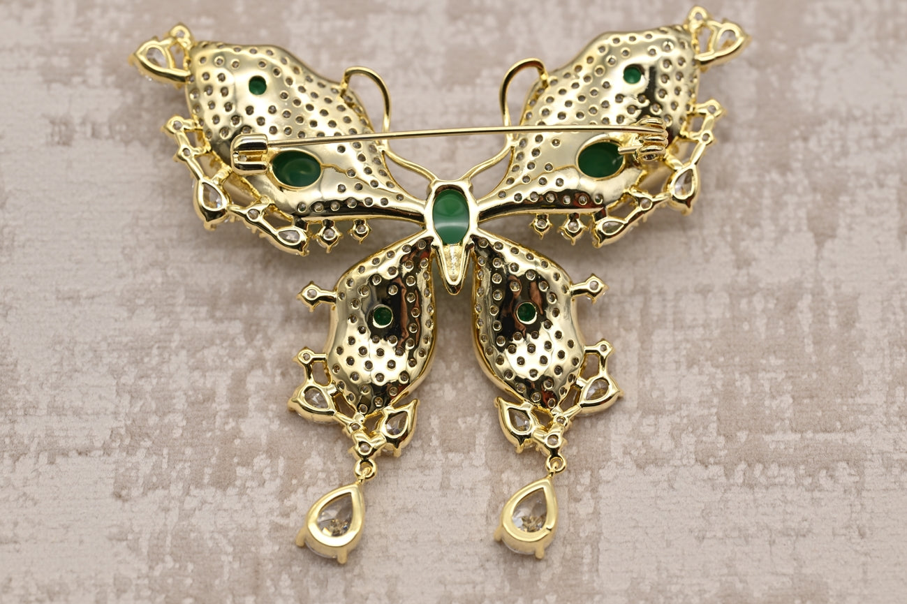 Majestic Emerald Butterfly Brooch