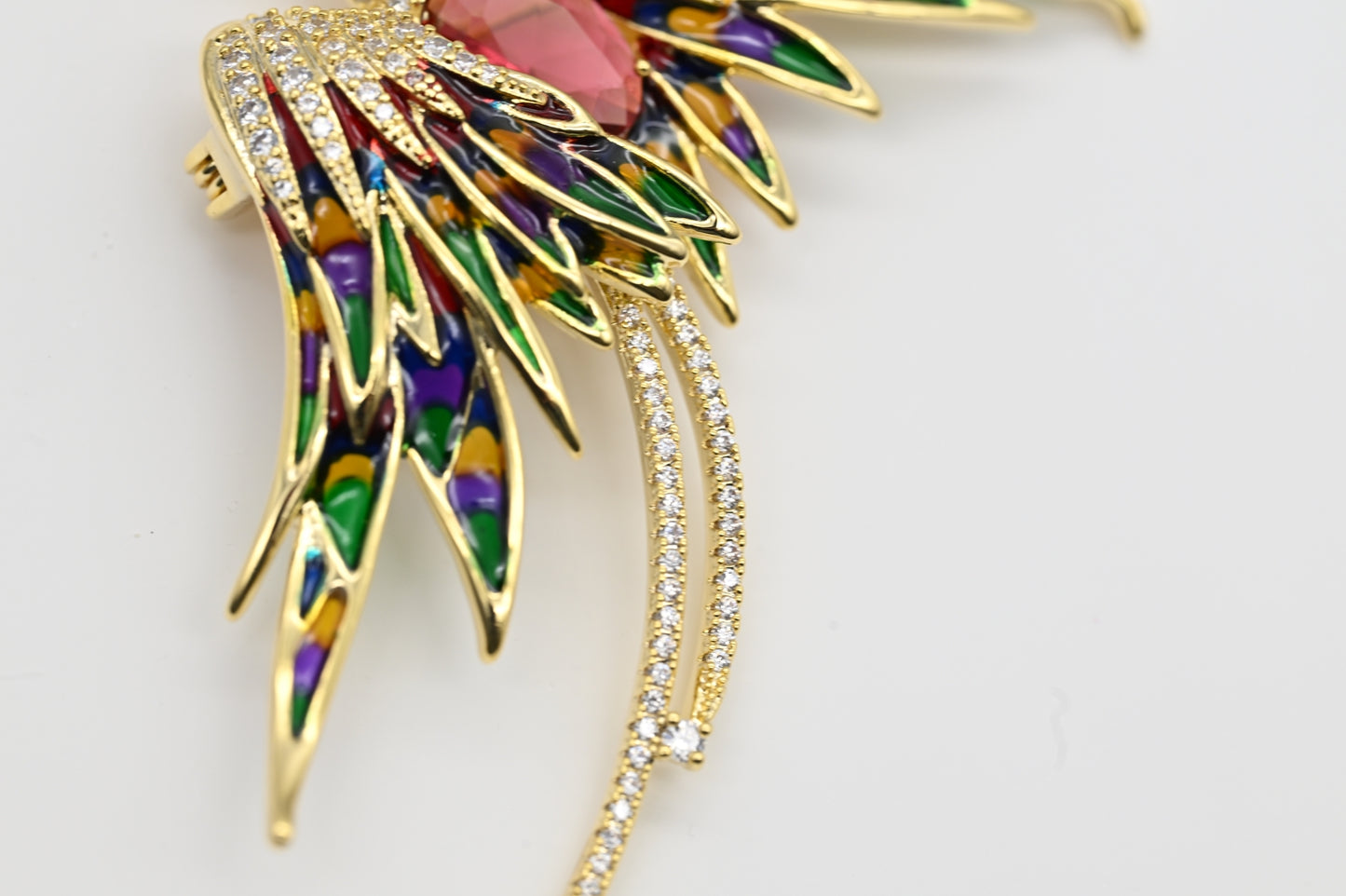 Multicolored Phoenix Brooch with Crystal Accents