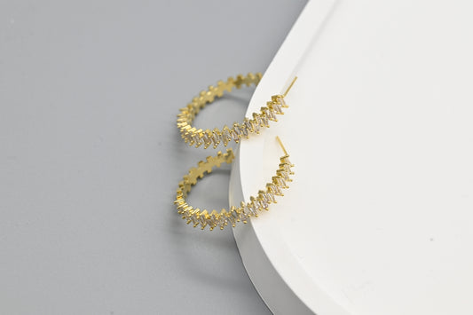 Gold-Plated Zigzag Hoop Earrings