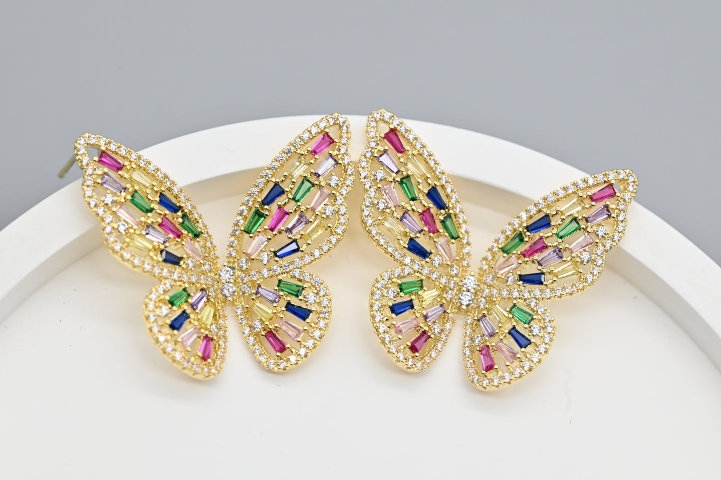 Multicolored Crystal Butterfly Earrings