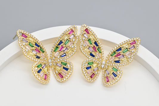 Multicolored Crystal Butterfly Earrings