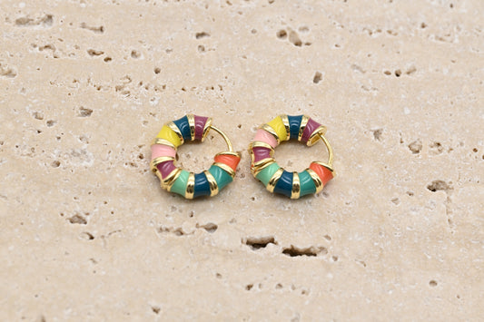 Multicolored Enamel Hoop Earrings
