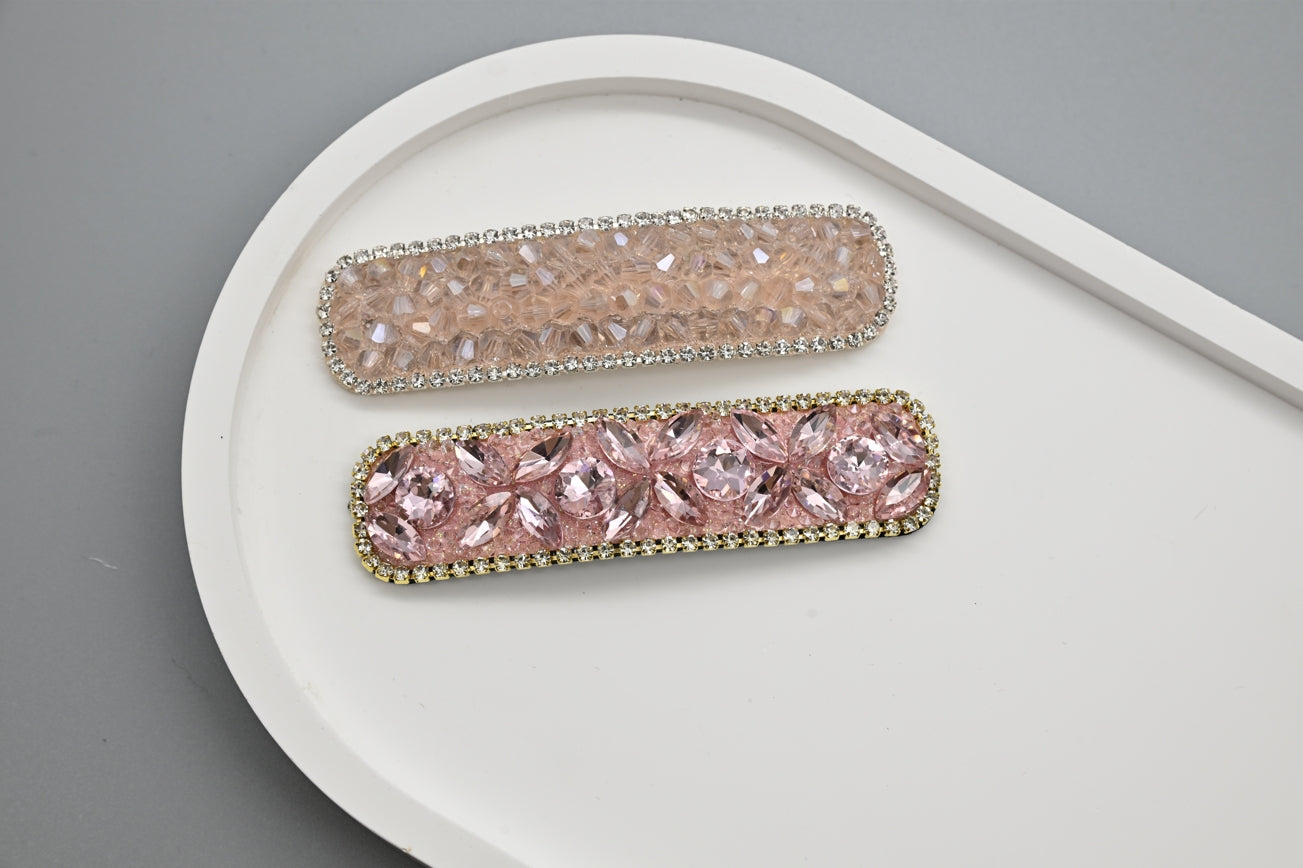 Pink Crystal Hair Clips