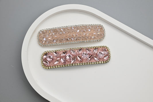 Pink Crystal Hair Clips