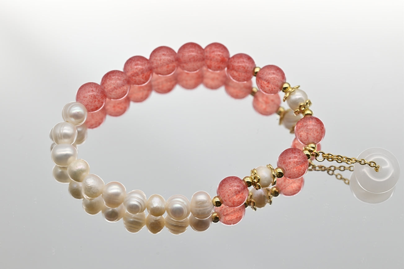 Pink Beaded Bracelet with Pearls