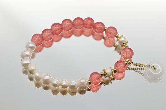 Pink Beaded Bracelet with Pearls