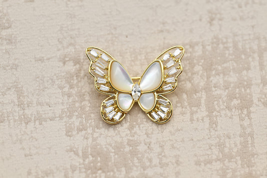 Opulent Mother-of-Pearl Butterfly Brooch