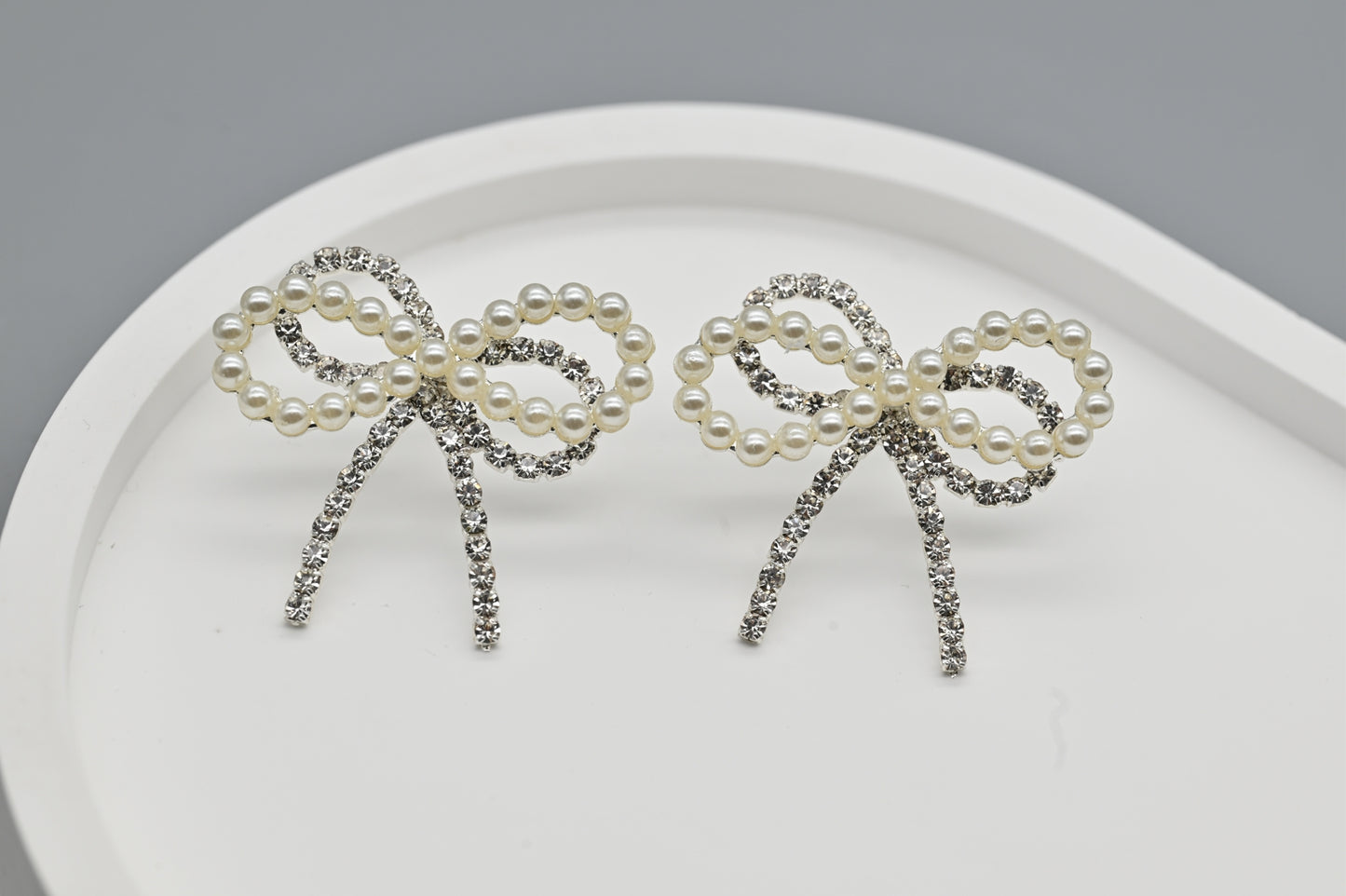Pearl and Crystal Bow Earrings