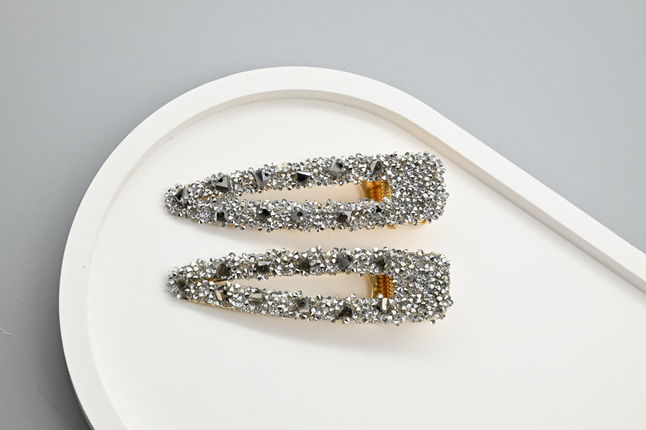 Silver Beaded Hair Clips