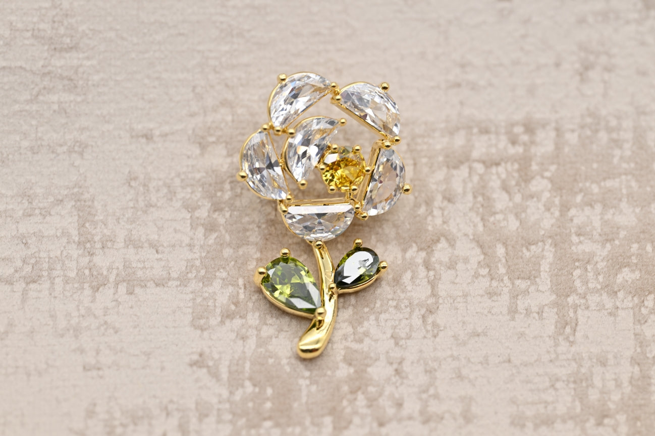Crystal Petal Blossom Brooch