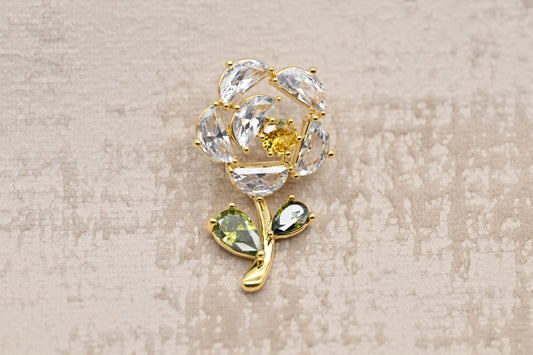 Crystal Petal Blossom Brooch