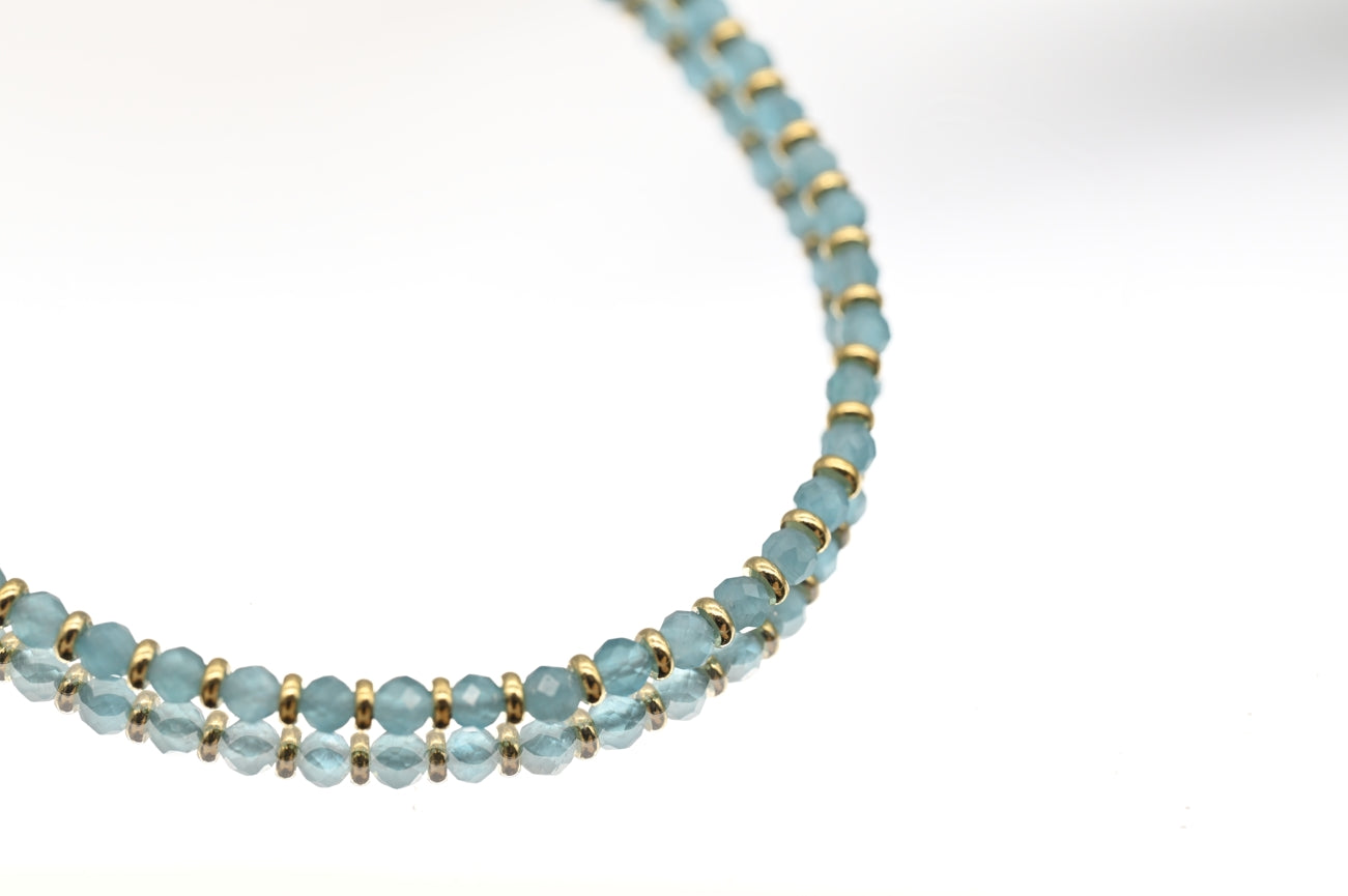 Turquoise Bead Necklace with Gold Accents