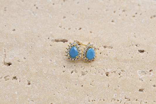 Elegant Gold-Plated Teardrop Turquoise Earrings
