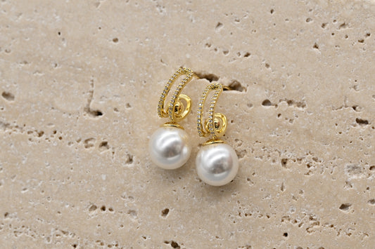 Elegant Gold-Plated Faux Pearl Drop Earrings