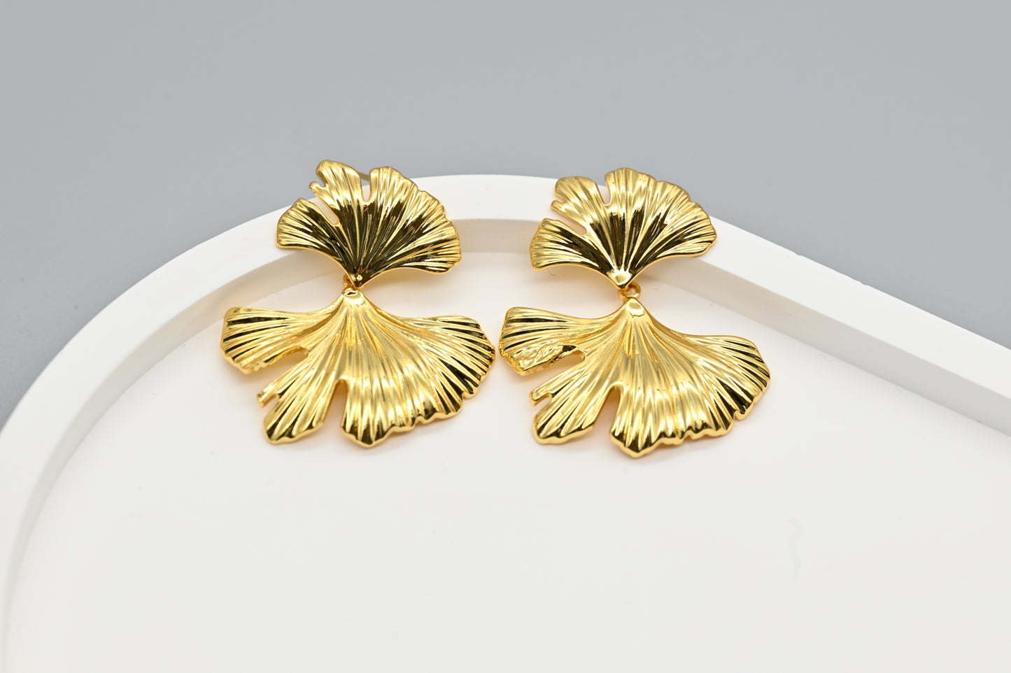 Gold Ginkgo Leaf Earrings