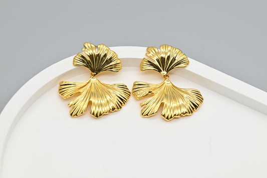 Gold Ginkgo Leaf Earrings
