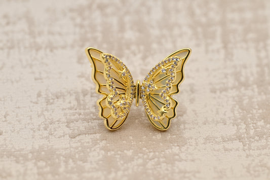 Elegant Butterfly Brooch with Crystal Accents