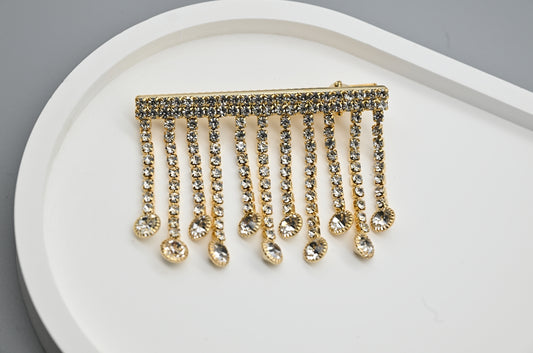 Gold Crystal Tassel Hair Clip