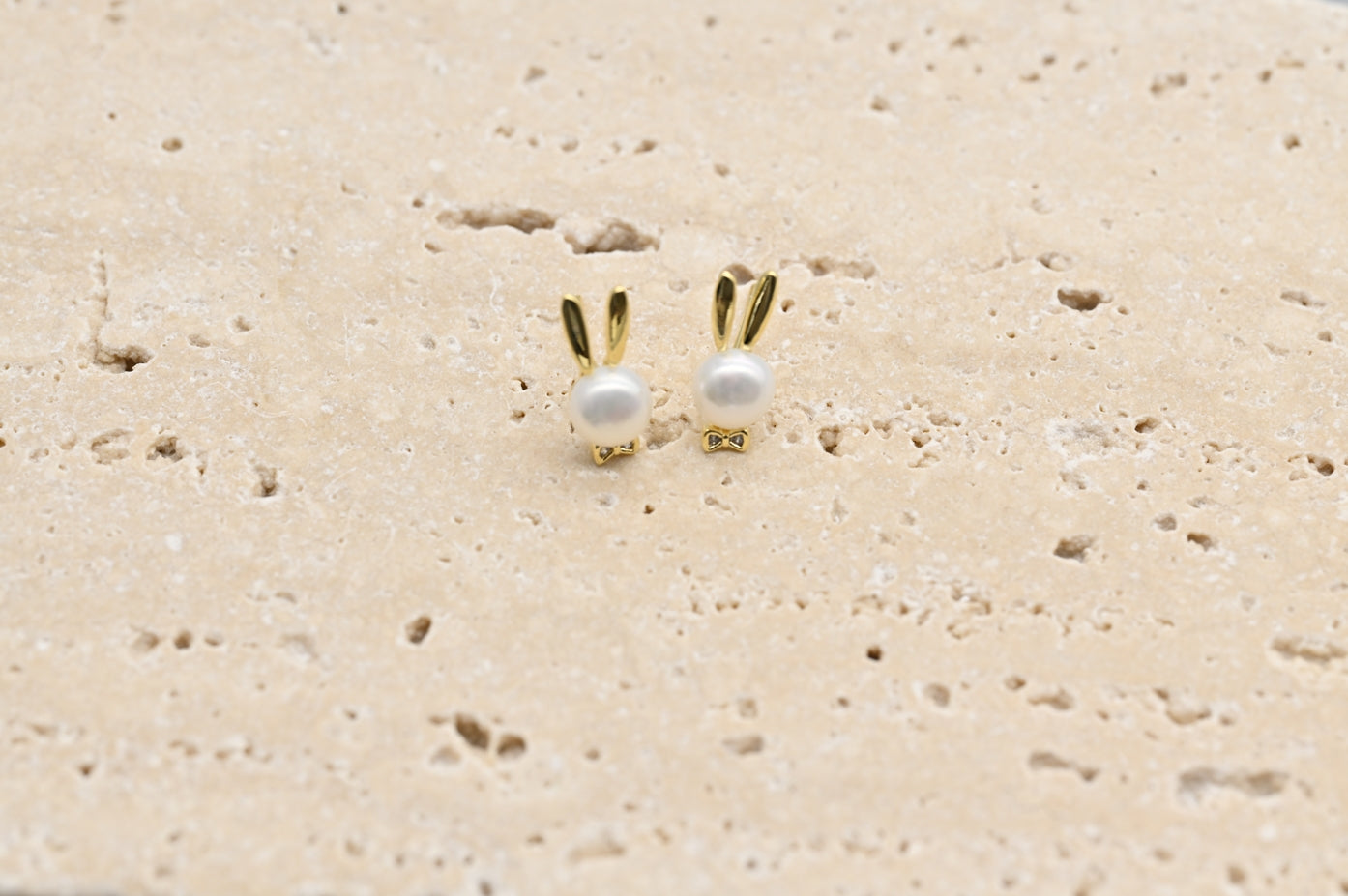 Bunny Ears Faux Pearl Stud Earrings