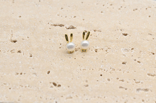 Bunny Ears Faux Pearl Stud Earrings