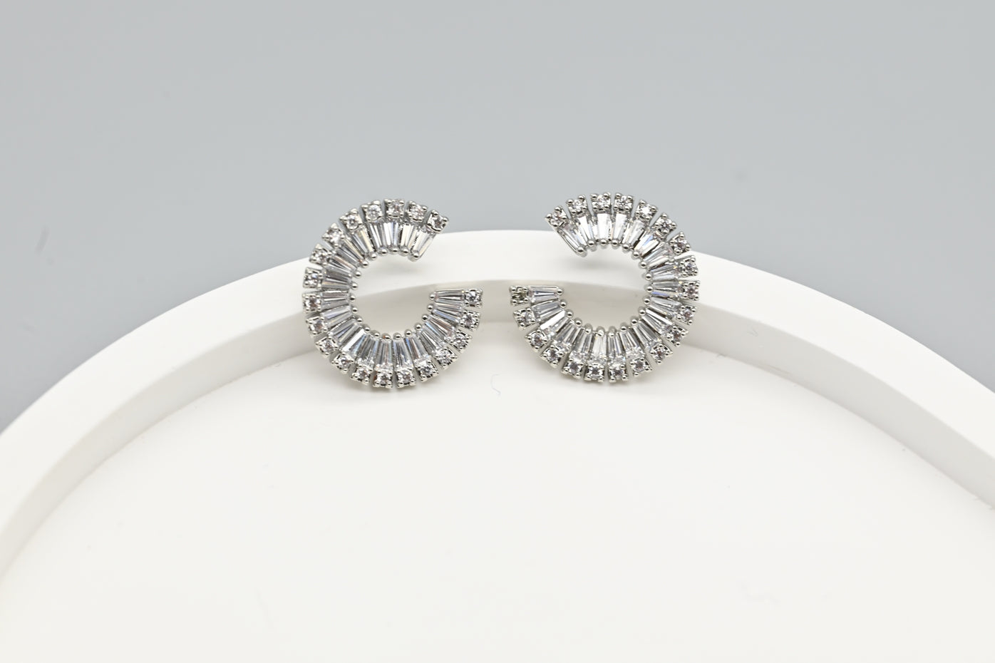 Elegant Semi-Circle Crystal Earrings