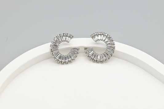 Elegant Semi-Circle Crystal Earrings