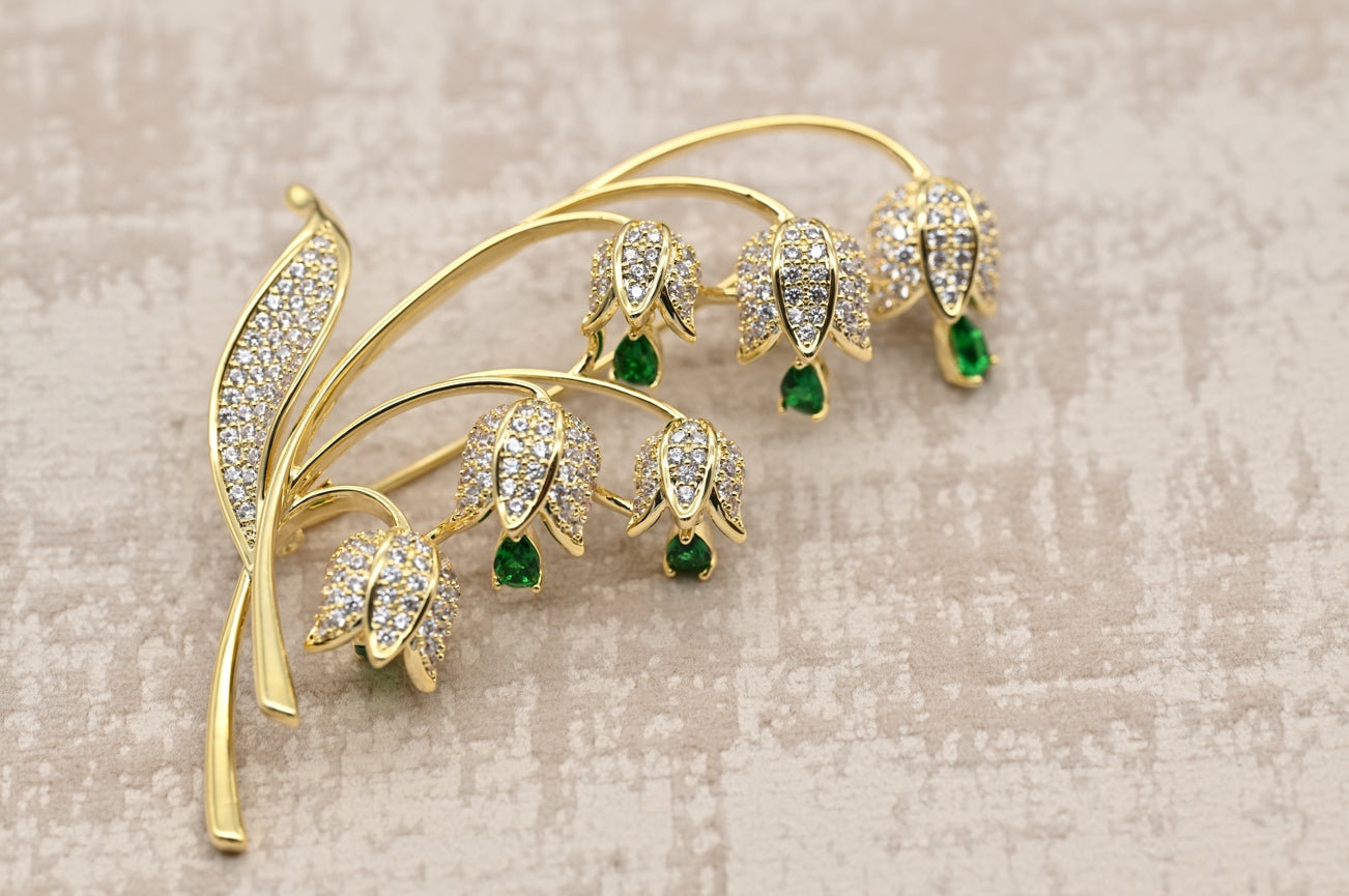 Graceful Lily of the Valley Brooch