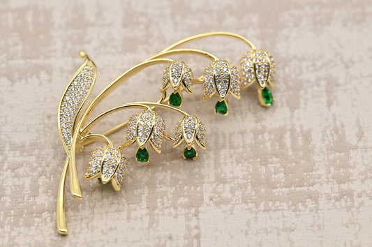 Graceful Lily of the Valley Brooch